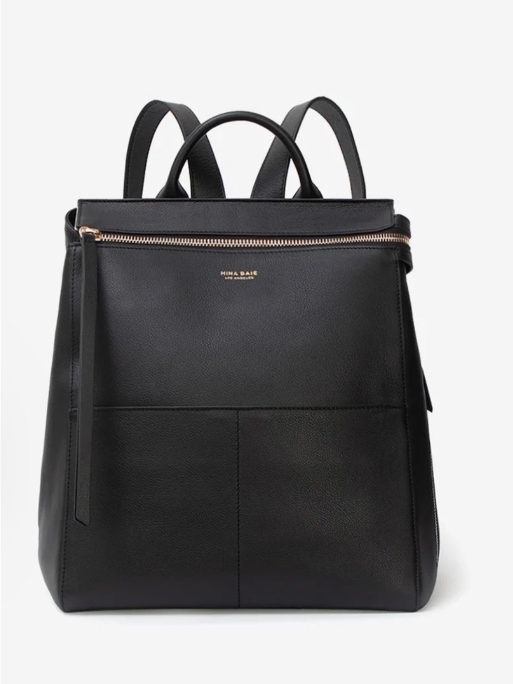 MINA BAIE Harper Backpack Leather Midi Black/Gold